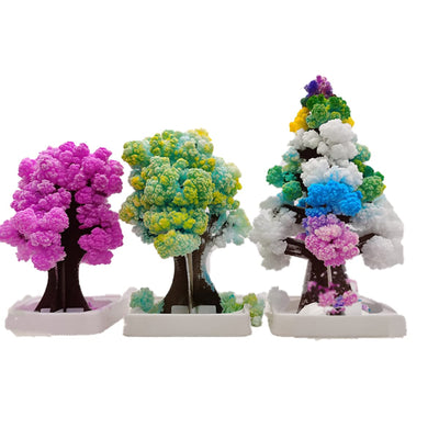3 in 1 Mini Christmas Tree Magic Growing, Paper Tree Colorful DIY Crystal Growing Kit/Ornaments Decoration Toy Novelty Xmas Gift Boys Girls Science Kits & Toys Learning Guide (B)
