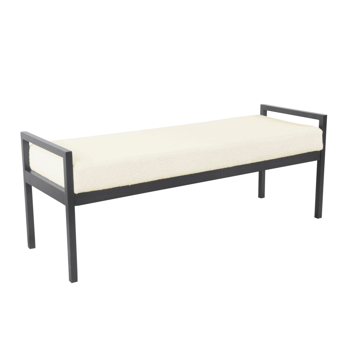 HomePop Modern Metal Bench|Bench for Living Room & Bedroom | Decorative Home Furniture -Sherpa Cream HomePop