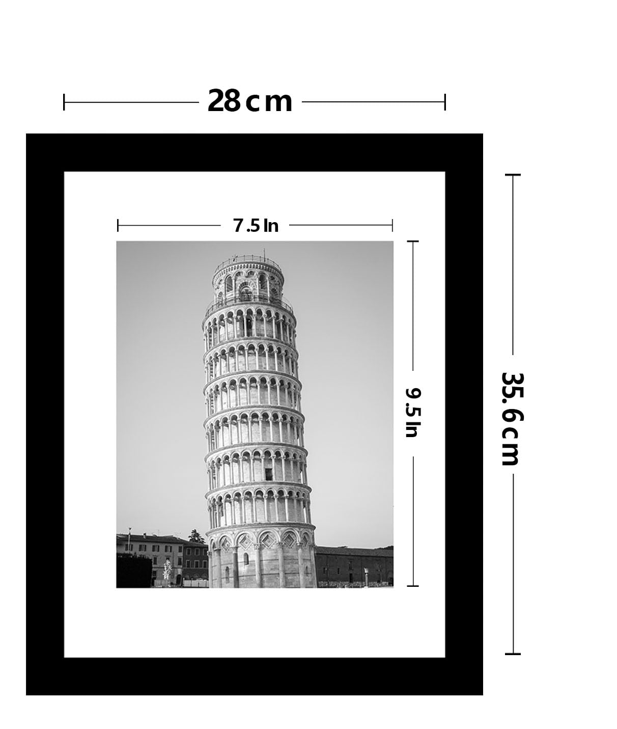 Wiscet11x14 Picture Frame Set of 9, Display Pictures 8x10 with Mat or 11x14 Without Mat, Photo Frame for Wall Mounting or Tabletop Display, Black. Wiscet