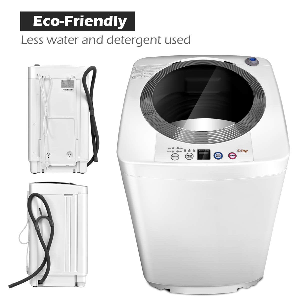 Giantex Portable Washing Machine, Full Automatic Washer and Dryer Combo, with Built-in Pump Drain 8 LBS Capacity Compact Laundry Washer Spin Dryer for Apartment RV Dorm Giantex