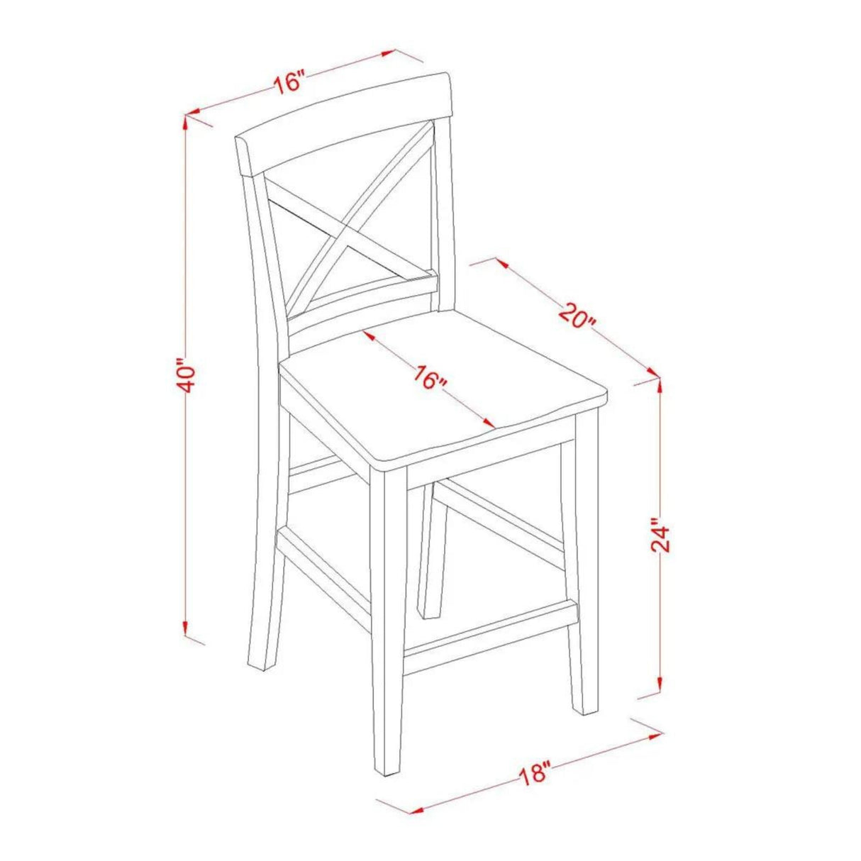 East West Furniture PBS-OAK-W Pub Counter-Height Bar Stool - Pub Height Kitchen Chairs, Set of 2, Oak East West Furniture