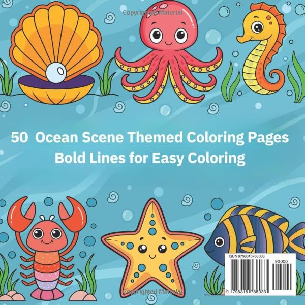 Ocean Scene: Bold & Easy Coloring Book (My Cozy Coloring Books) WoodArtSupply