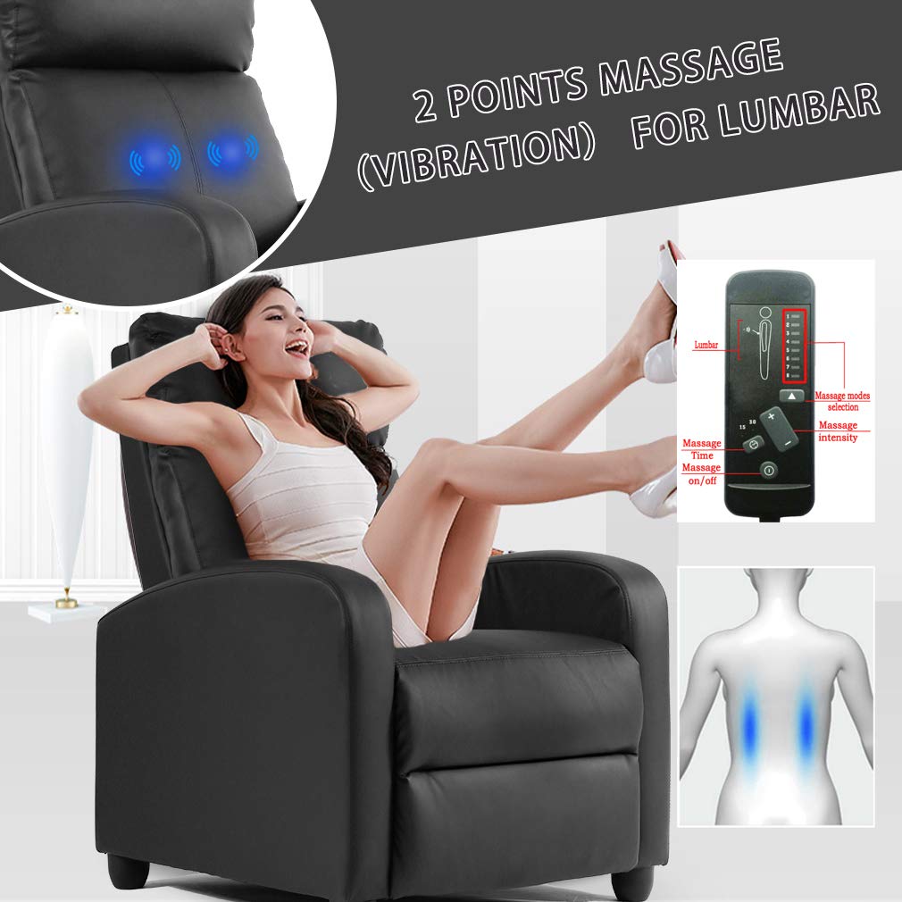 Recliner for Living Room Massage Reading Chair Winback Single Sofa Home Theater Seating Modern Reclining Easy Lounge with PU Leather Padded Seat Backrest BestMassage