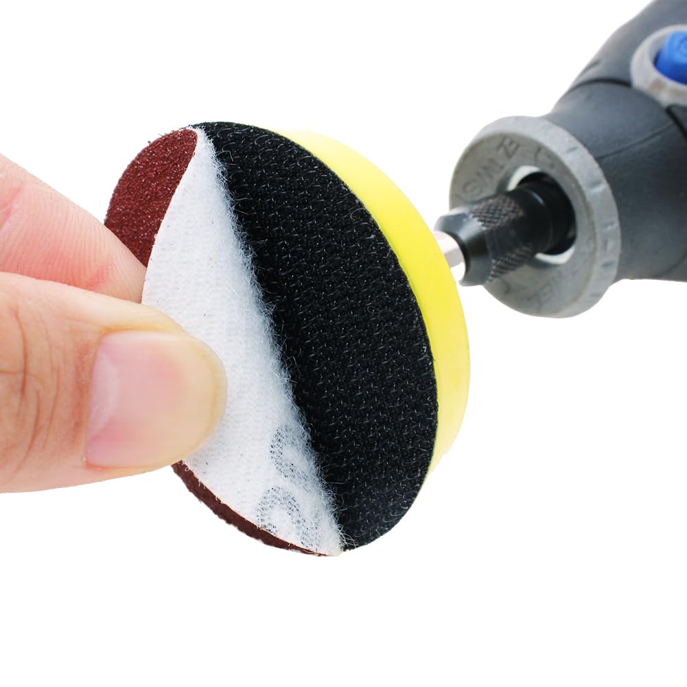 AUTOTOOLHOME 100 Pack 2 inch Sanding Discs Kit with Polishing Pads Plate 40 60 80 100 120 150 180 240 320 400 Grit Sandpapers for Drill Grinder Rotary Tool AUTOTOOLHOME