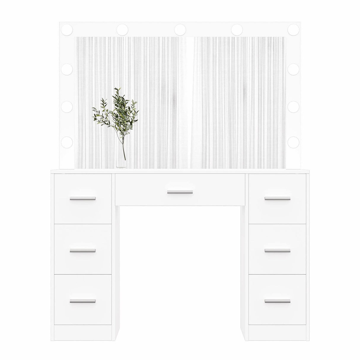 Irontar Vanity Table, Makeup Table with Lighted Mirror, 3 Color Lighting Modes, Brightness Adjustable, Dressing Table with Drawers, Vanity Desk for Women, White WDT004W Irontar