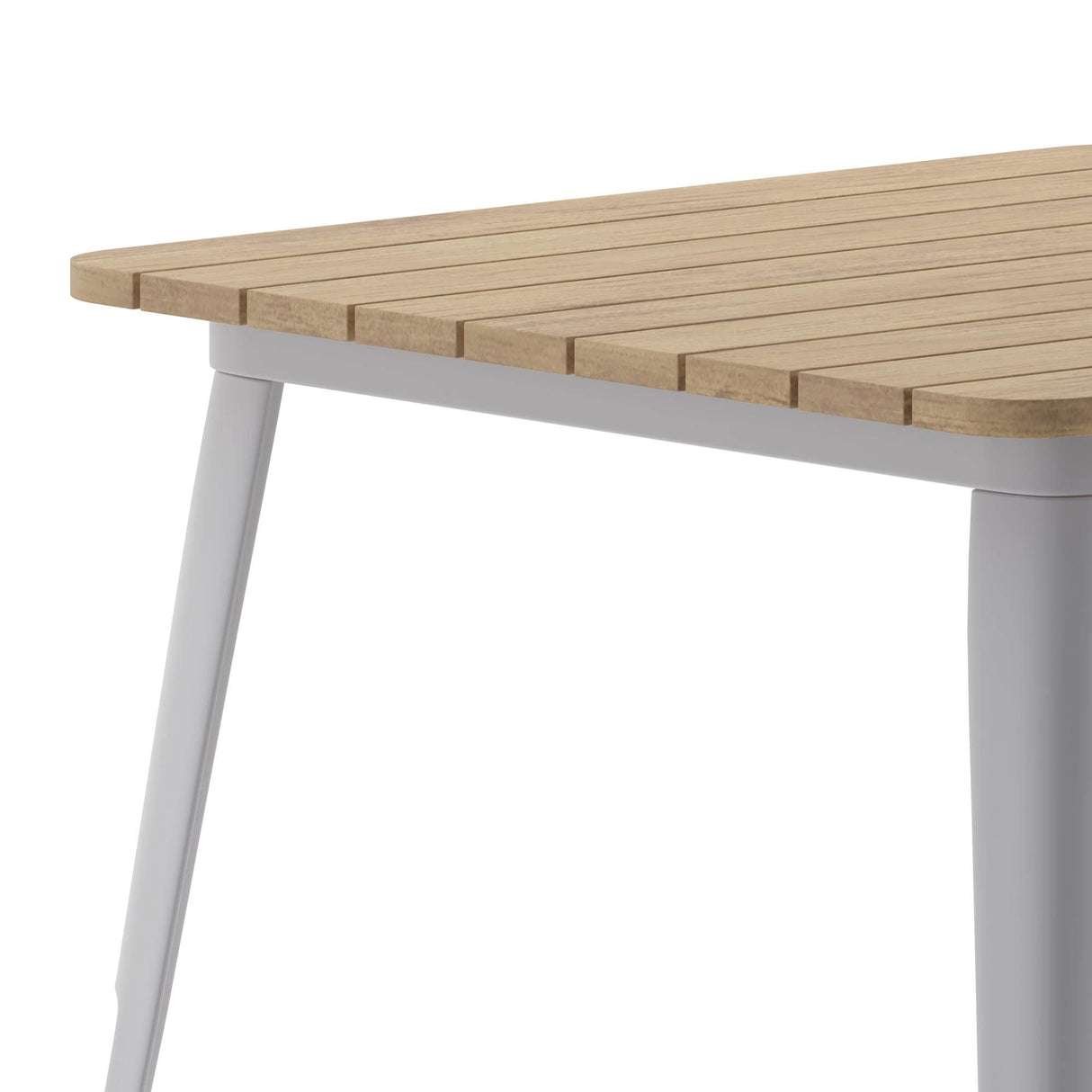 Flash Furniture Declan Commercial Outdoor Dining Table, All Weather Poly Resin Top with Steel Base, 31.5" Square, Brown/Silver Flash Furniture