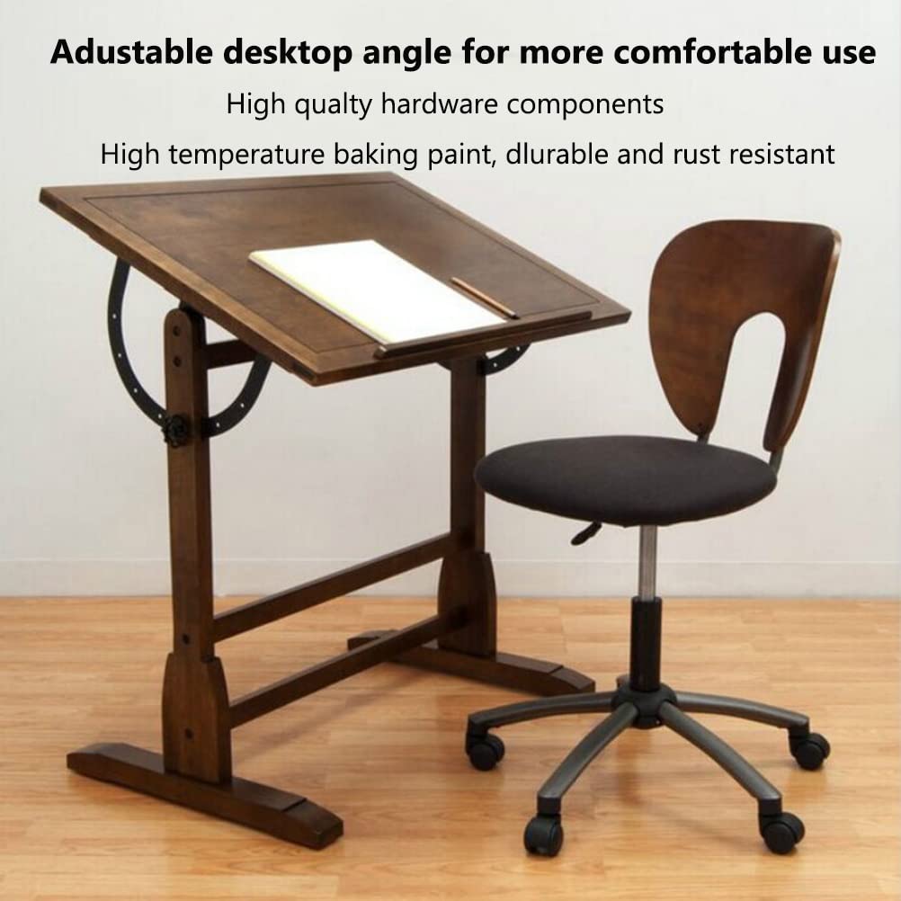 Drafting Table Desk Art & Craft Work Station Drawing Desk Adjustable Angle Drawing Artist Desk, Solid Pine Wood Artist Table (Size : 135x80x96cm) WoodArtSupply
