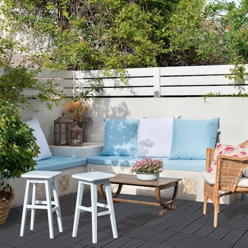 Interlocking Deck Tiles, 27 PCS Outdoor Patio Flooring, 12"x12" Interlocking Decking Tile Outdoor All Weather Use, Waterproof Patio Pavers for Pool Balcony Backyard Porch, Dark Grey SAILARY