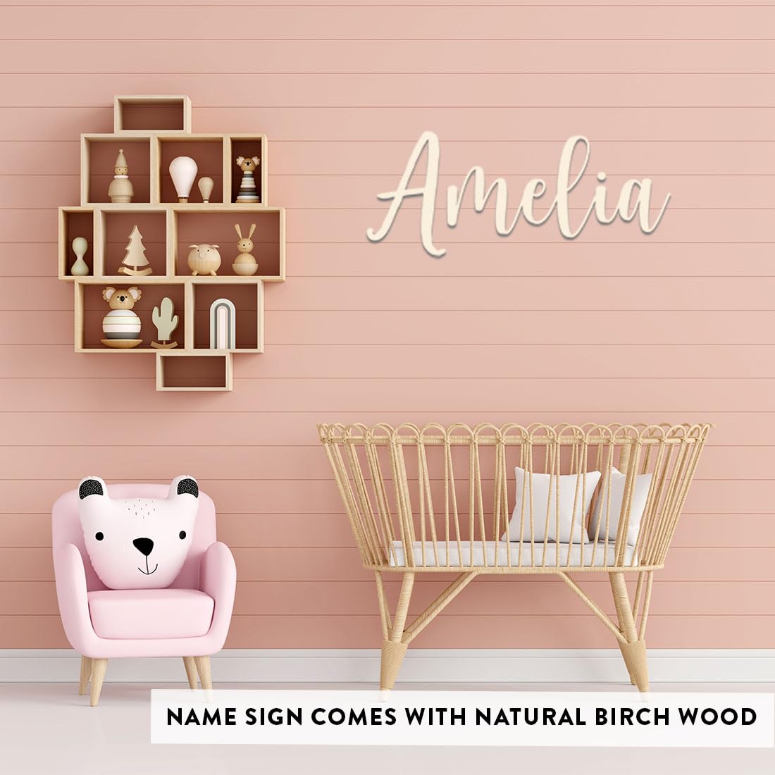 Andaz Press Custom Wooden Name Sign For Nursery In Unfinished Wood, DIY Paint Personalized Name For Nursery Wall, Large Baby Name Signs For Nursery Or Kids Room Decor, Baby Name Wall Decor Gifts Andaz Press