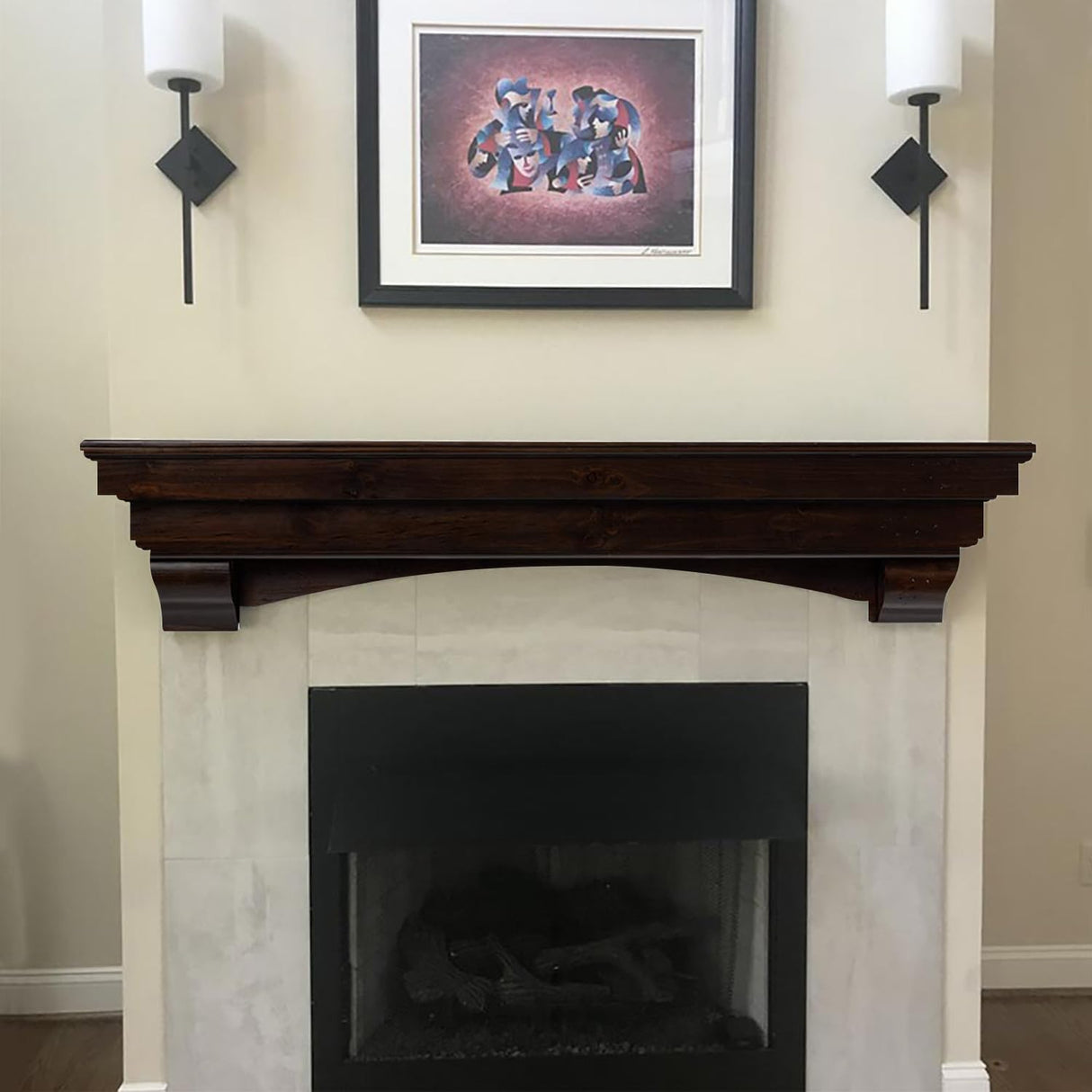 MANTELSDIRECT Mantels Direct Salem Wood Mantel Shelf with Arched Corbels - Espresso 48 Inch | Wooden Rustic Wall Mounted Shelf from Pine Wood - Perfect for Fireplaces, TVs & Décor MANTELSDIRECT