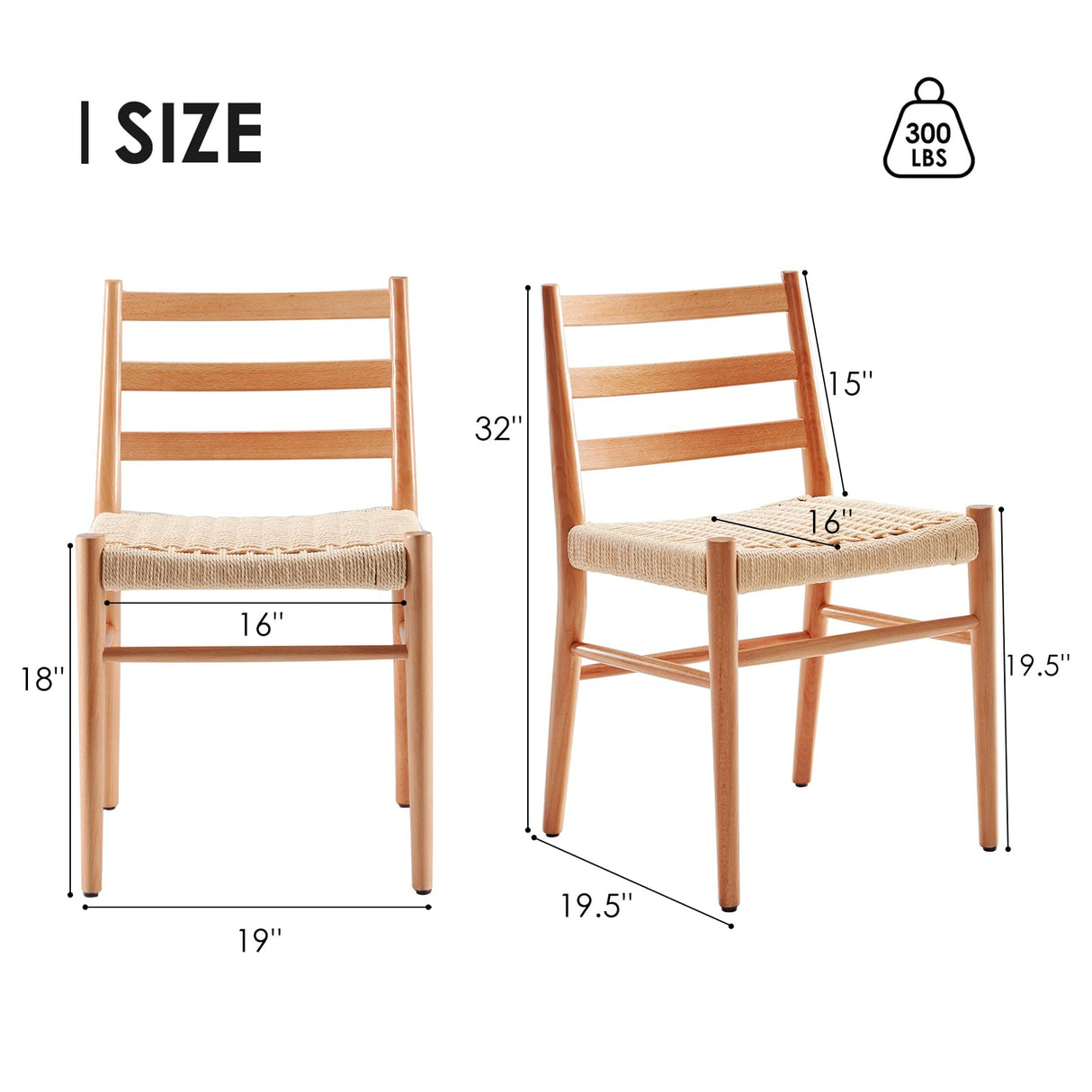 STARY Wood Rattan Dining Room Chairs with Comfortable Woven Seat,Fully-Assembled STARY