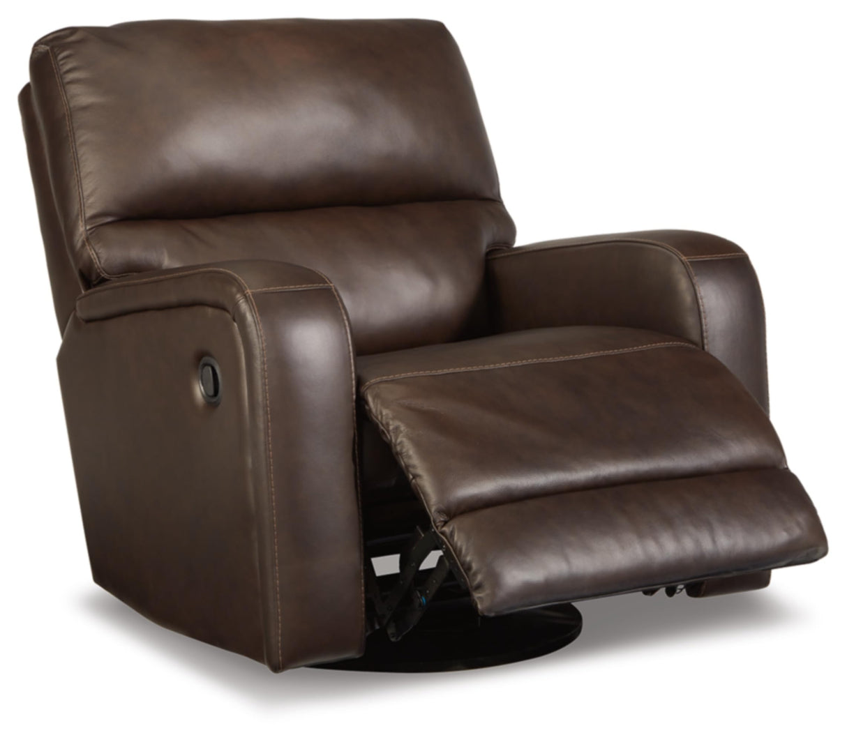 Signature Design by Ashley Emberla Contemporary Leather Match Manual Swivel Glider Rocker Recliner, Dark Brown Signature Design by Ashley