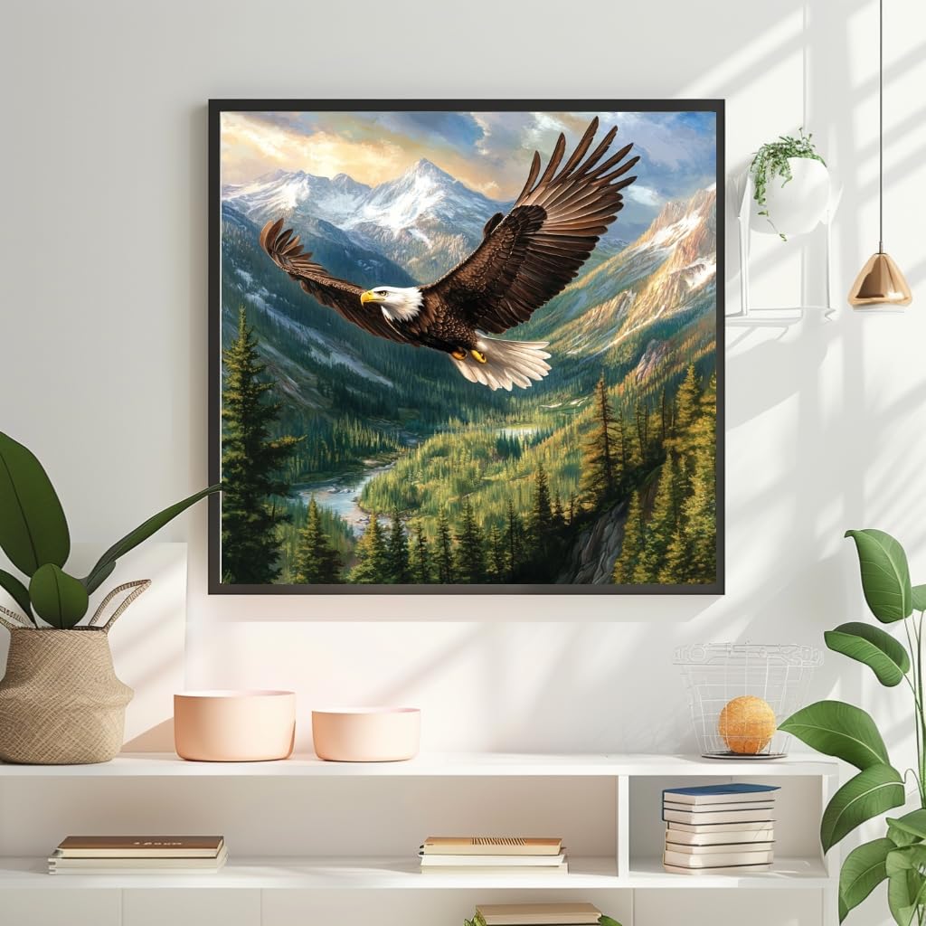 Milila Diamond Painting Kits for Adults Full Drill Round Diamond Art Kits for Beginners for Home Wall Decor 11.8x11.8inch(Eagle) Milila