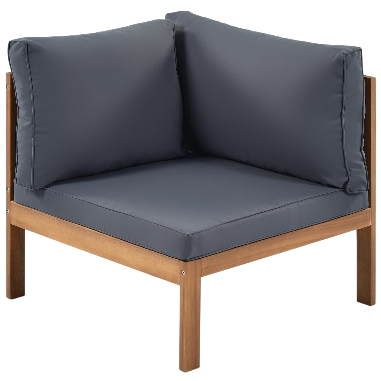 YOPTO 6 Pieces Acacia Wood Patio Furniture Sets,Outdoor Sectional Conversation Sofa Set with Cushions and Coffee Table,L Shaped Couch w/Metal Accessories,for Garden,Porch,Poolside and Backyard,Grey YOPTO