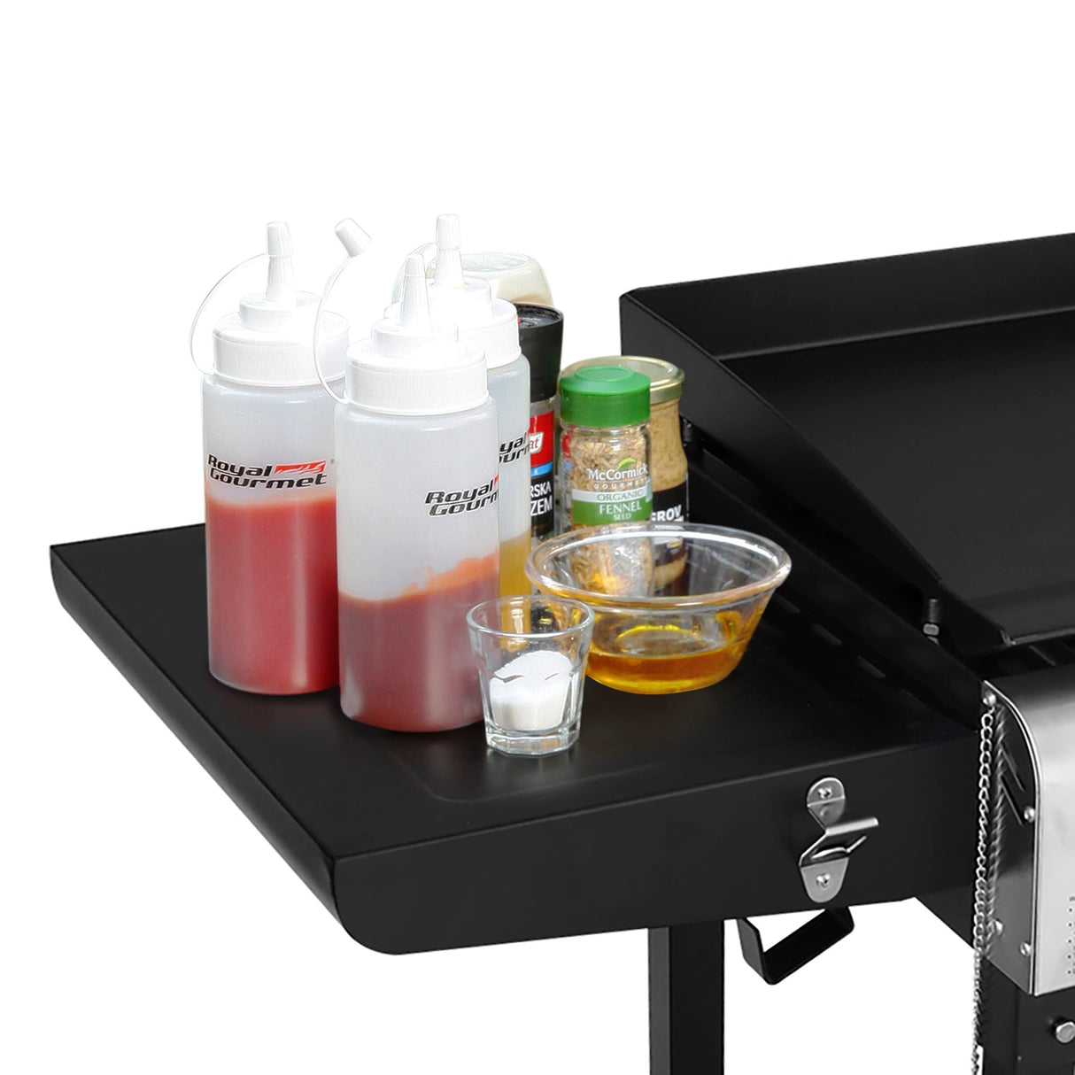 Royal Gourmet GD401 Portable Propane Gas Grill and Griddle Combo with Side Table | 4-Burner, Folding Legs,Versatile, Outdoor | Black 66 Inch Royal Gourmet