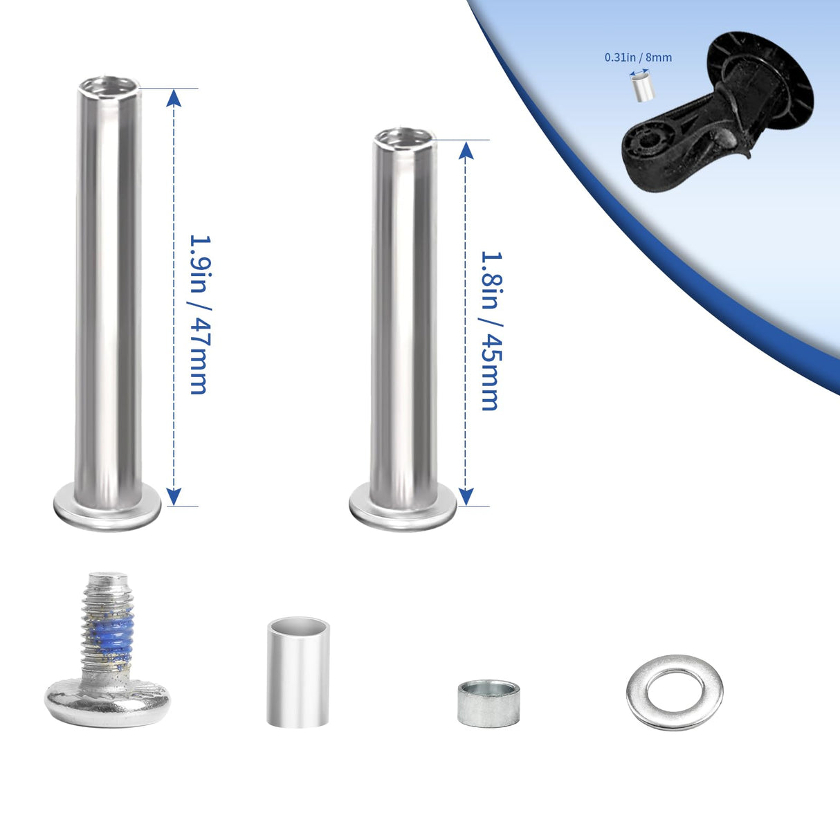 Luggage Wheels Replacement Set 8PCS 2inch TPU Rubber Wheel Convenient Upgrade Sets Smooth Silent for Suitcase Spinner Trolley Bag Drawbar Travel Box Caster Repair ASUNTOM