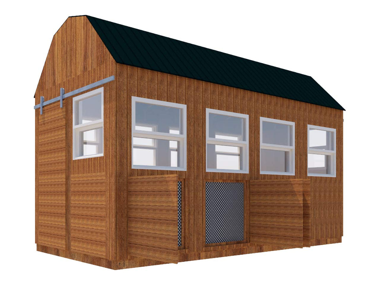 Poultry Chicken Coop Plans DIY Backyard Barn Hen House Cage with Run 8' x 16' WoodArtSupply