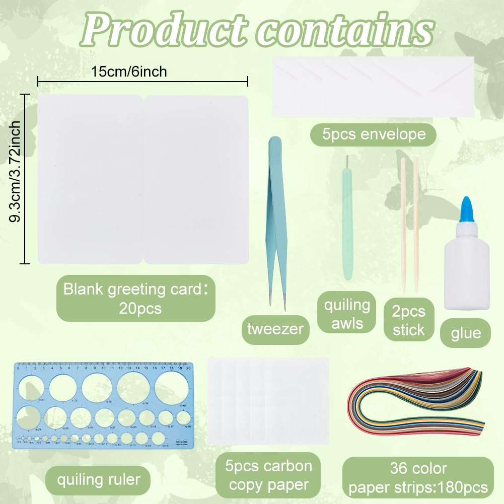 WEBEEDY 20 Sets DIY Butterfly Paper Quilling Kit for Adults Beginners Greeting Card Making with Envelope and Instruction,DIY Animal Cards for All Occasions for Birthday,Holiday,New Year,Thanksgiving WEBEEDY