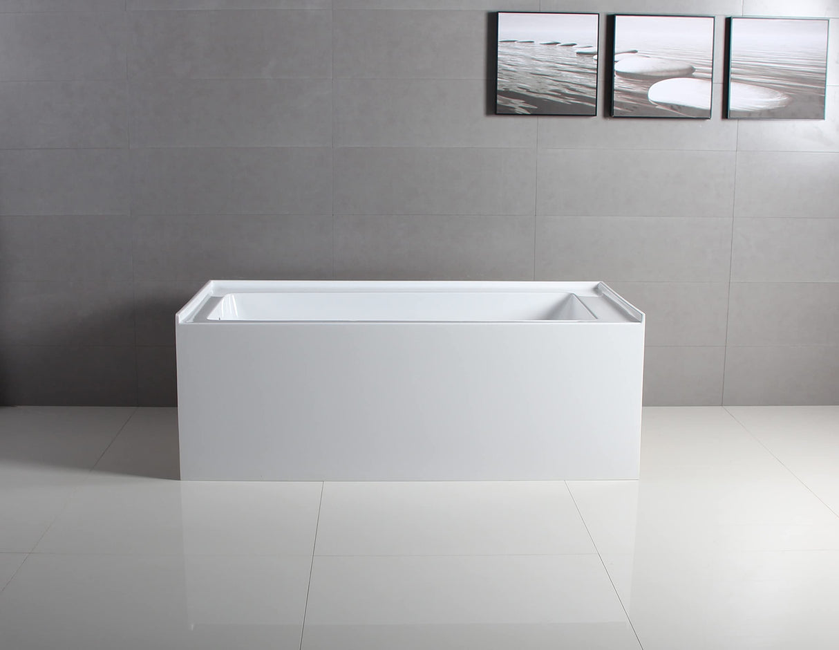Kingston Brass VTAP603222L Aqua Eden 60-Inch Acrylic Alcove Tub with Left Hand Drain Hole, L 60" x W 32" x H 21-5/8"D, White Kingston Brass