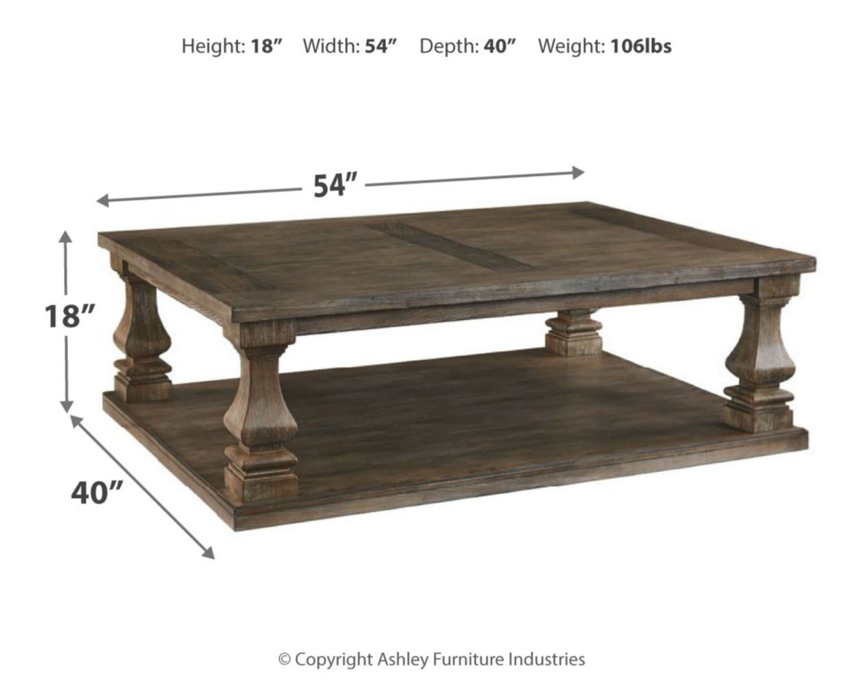 Signature Design by Ashley Johnelle Farmhouse Coffee Table with Weathered Gray Finish, Gray Signature Design by Ashley