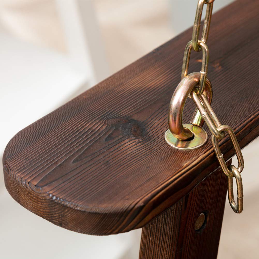 Anraja Wooden Porch Swing 2-Seater, Bench Swing with Hanging Chains, Heavy Duty 800 LBS, for Outdoor Patio Garden Yard,4 Ft,Brown Anraja