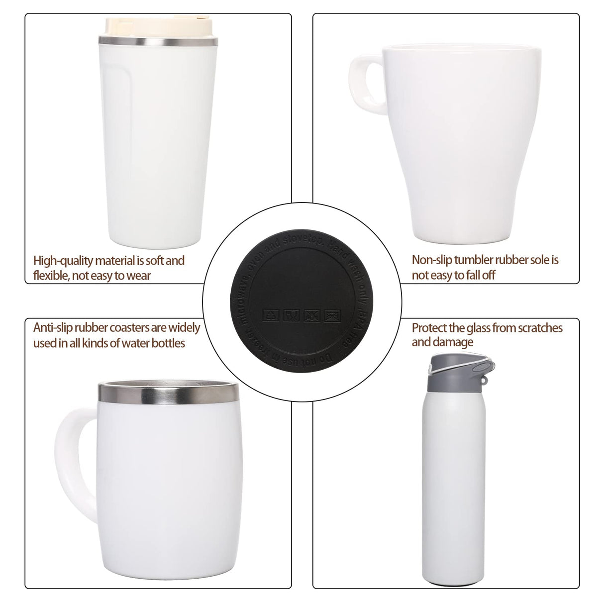 20 Pack Rubber Bottoms for Sublimation Tumblers, Protective Non Slip Silicone Bottoms Tumbler Bumpers, Silicone Coasters Tumbler Rubber Bottom for Skinny Tumblers Water Bottles 12oz/15oz/20oz/30oz Sliverdew