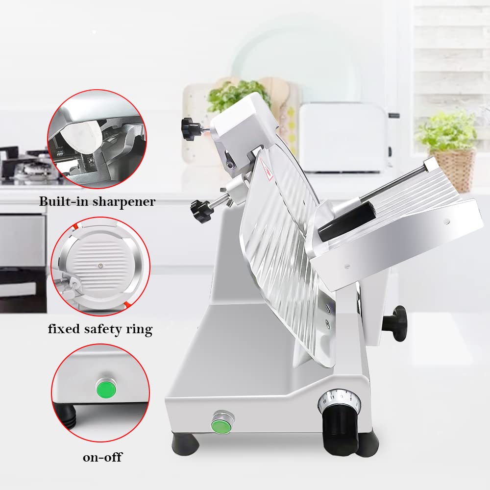 Meat Slicer,10" Premium Steel Blade Home and for Commercial Meat Slicer Stainless Steel Semi-Auto bread slicer, Cheese Food Electric Deli Slicer. TUDALLK