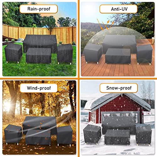 STARTWO Outdoor Furniture Cover Waterproof, Patio Furniture Covers 4 Piece Set, Heavy Duty 500D Patio Furniture Set Cover for Chairs, Couch, Table Coffee, Black STARTWO