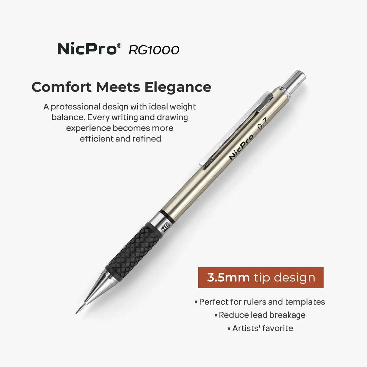 Nicpro 0.7 mm Art Mechanical Pencil Set in Storage Case, 3 PCS Metal Drafting Pencil Lead Pencil with 6 Tube HB Lead Refills, 3 Erasers, 9 PCS Eraser Refills for Artist Writing, Drawing, Sketching Nicpro