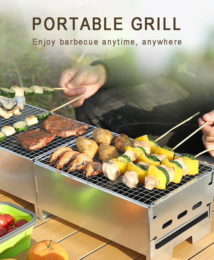 ortable Charcoal Grill - Compact and Lightweight BBQ Grill, Easy Assembly, Ideal for Camping, Tailgating, and Outdoor Cooking - Fits 2-4 People MRuanMeng