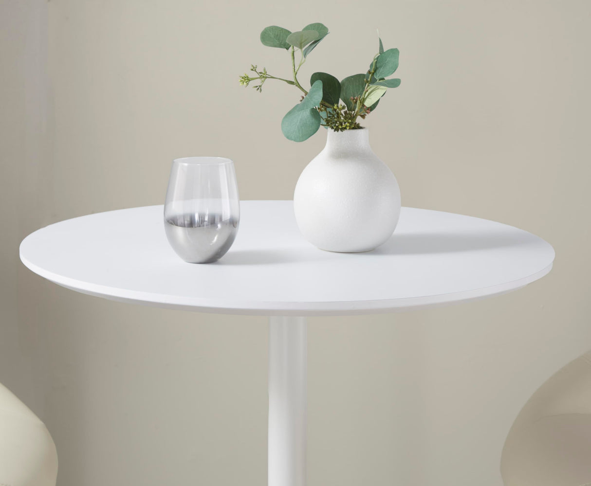 LumiSource Pebble 3-Height Adjustable Bar Table, Round High Top Pub Table (White Metal, White Wood) LumiSource