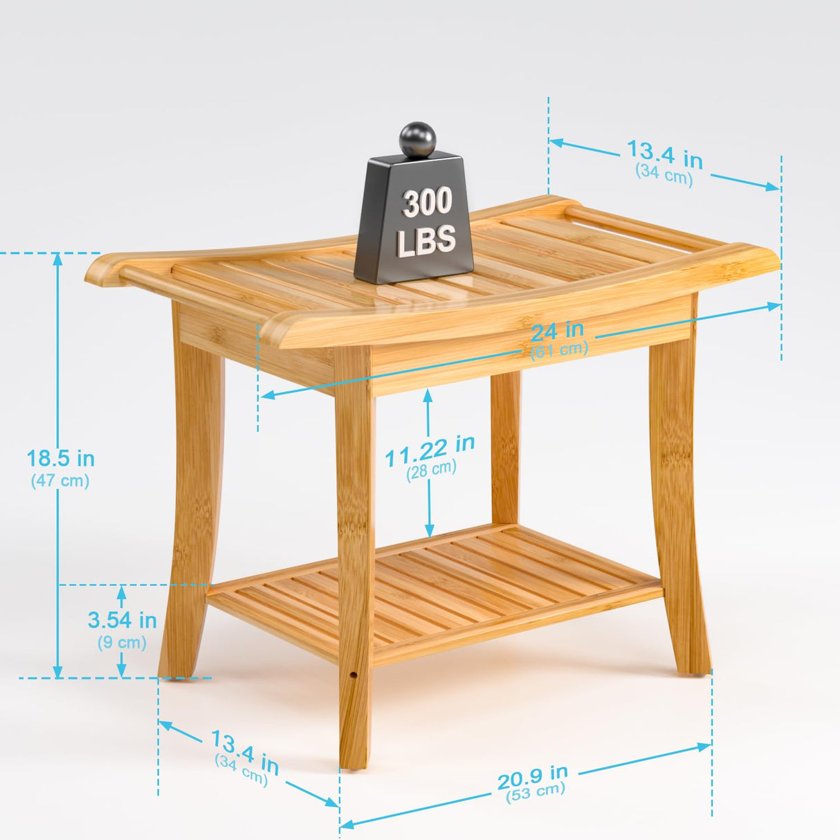 Zhuoyue Bamboo Spa Bath Shower Stool & Bench with Storage Shelf, Shower Bath Seats for Adults Seniors Women Elderly Tileable Zhuoyue