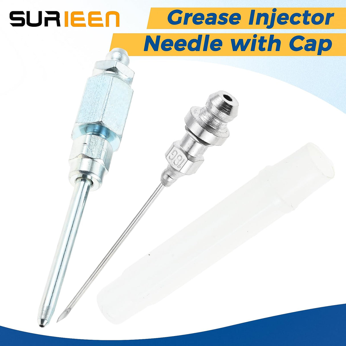 SURIEEN Grease Gun Accessory Kit, 90 Degree Grease Gun Coupler Adapter, Double Handles Grease Gun Coupler, Grease Needle, Needle Tip Dispenser, Fit 1/8" NPT Grease Gun SURIEEN