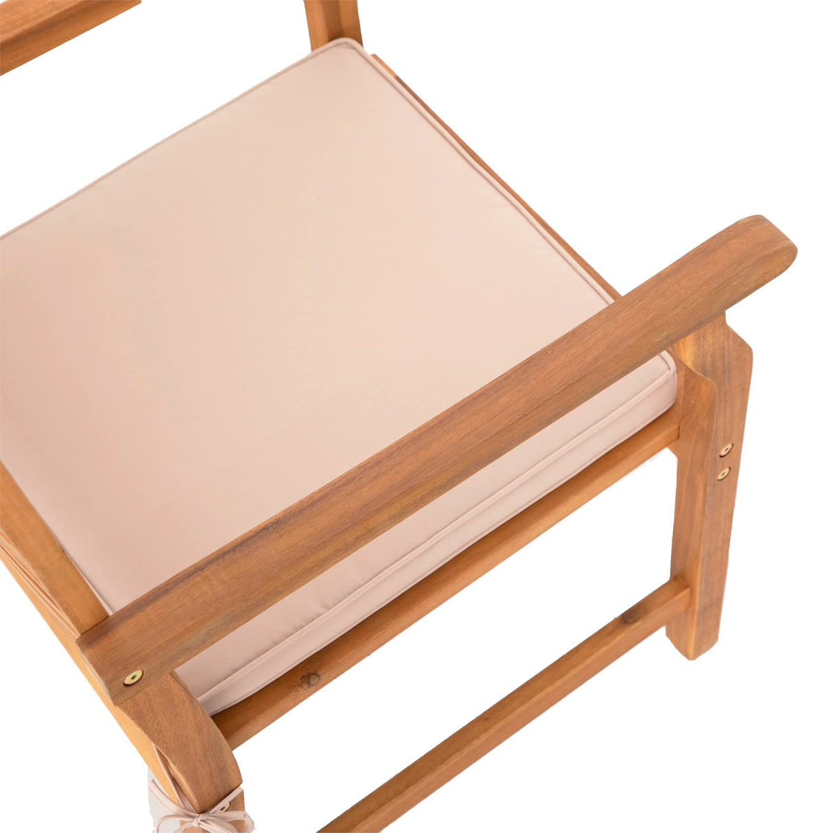 Sophia & William 2 Pieces Acacia Wood Patio Dining Chairs with Cushions, Outdoor Oil Finish Middle Back Wooden Armchairs Set of 2, Natural Wood Chairs for Porch Yard Balcony Deck, Teak Sophia & William