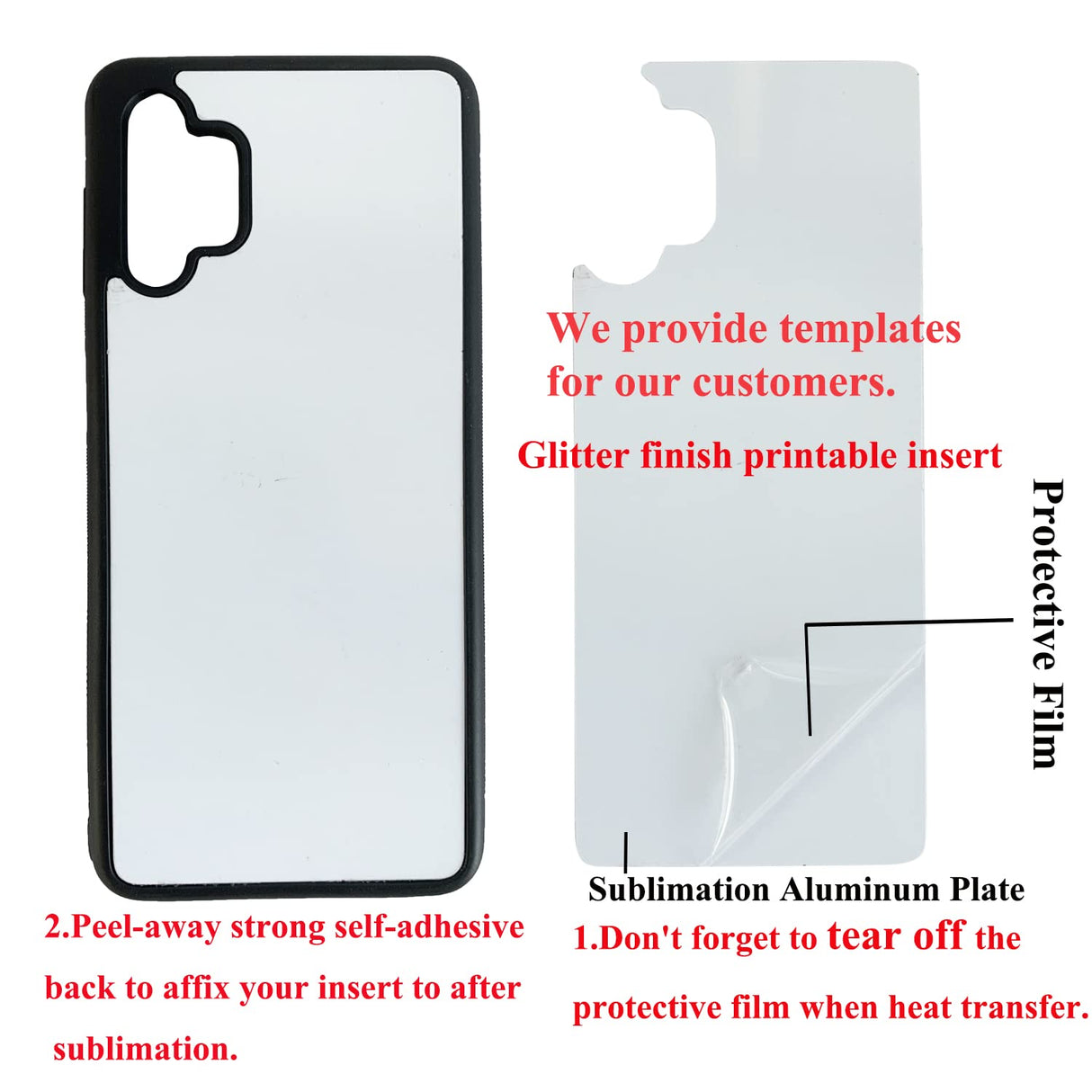 5PCS Sublimation Blanks Phone Case Bulk Cover Compatible with Samsung Galaxy A32 5G, 2 in 1 2D Soft Rubber TPU Blank Easy to Sublimate DIY Customize Phone Case Cover Glitter Finish JUSTRY