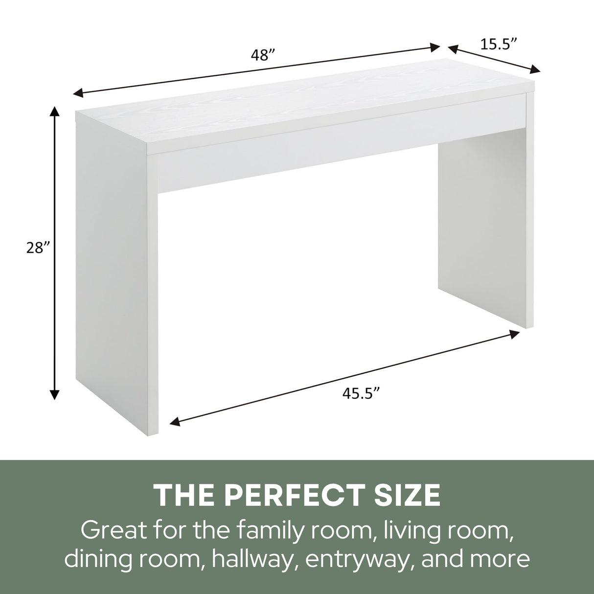 Convenience Concepts Northfield Console Table 48" - Modern Living Room Sofa Table, Contemporary Entryway Hall Table, Foyer Display Table, White Convenience Concepts