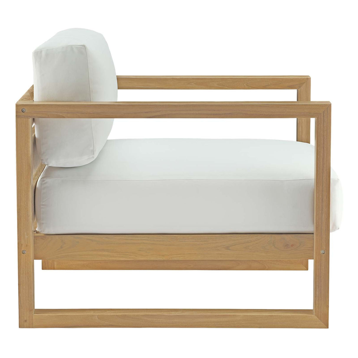 Modway Upland Teak Wood Outdoor Patio 4-Piece Sectional Sofa Set with Cushions in Natural White Modway