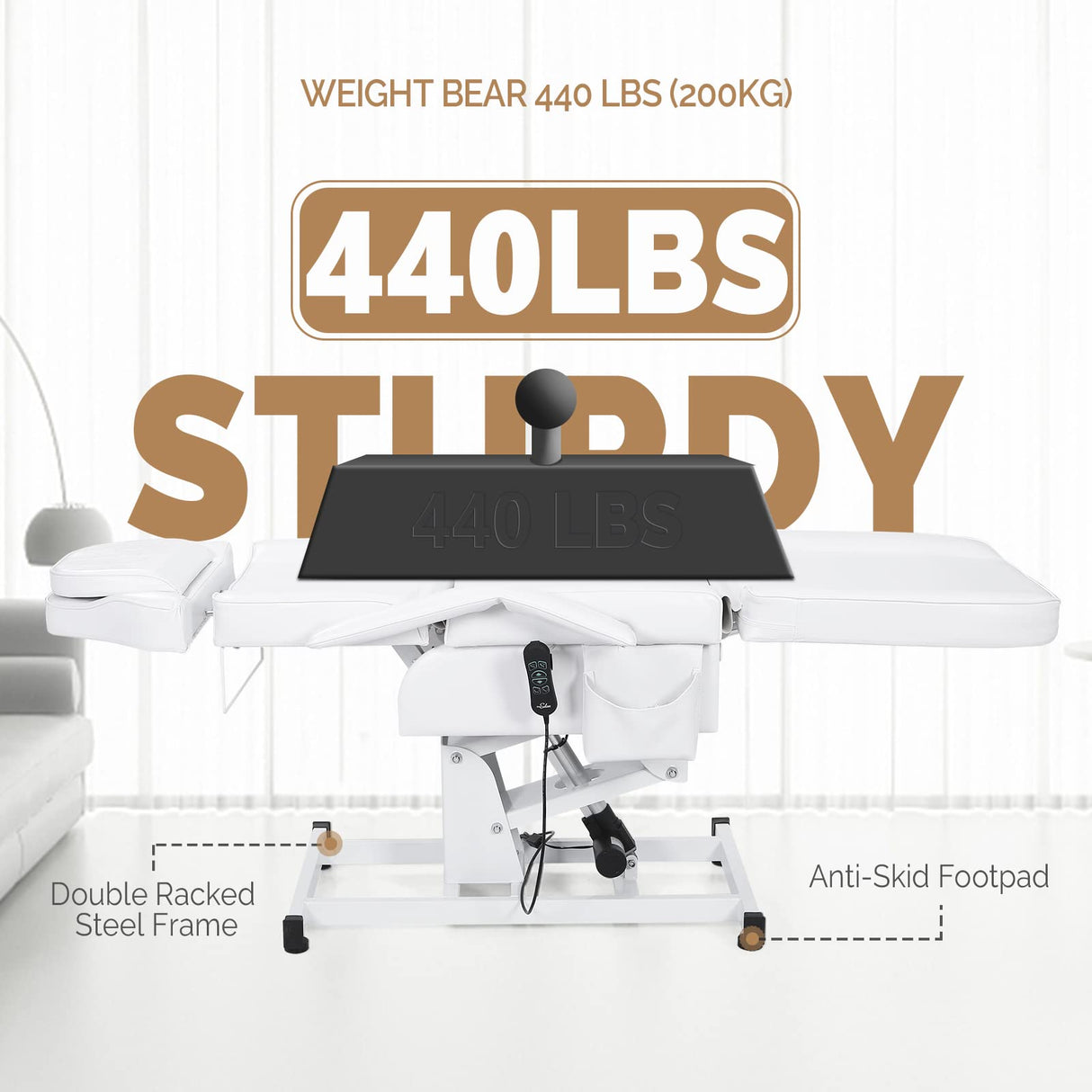 OmySalon Fully Electric Salon Facial Bed Chair, Multi-Purpose Massage Tattoo Lash Waxing Table, Height Backrest Footrest Adjustable, for Beauty Barber Spa (White) OmySalon