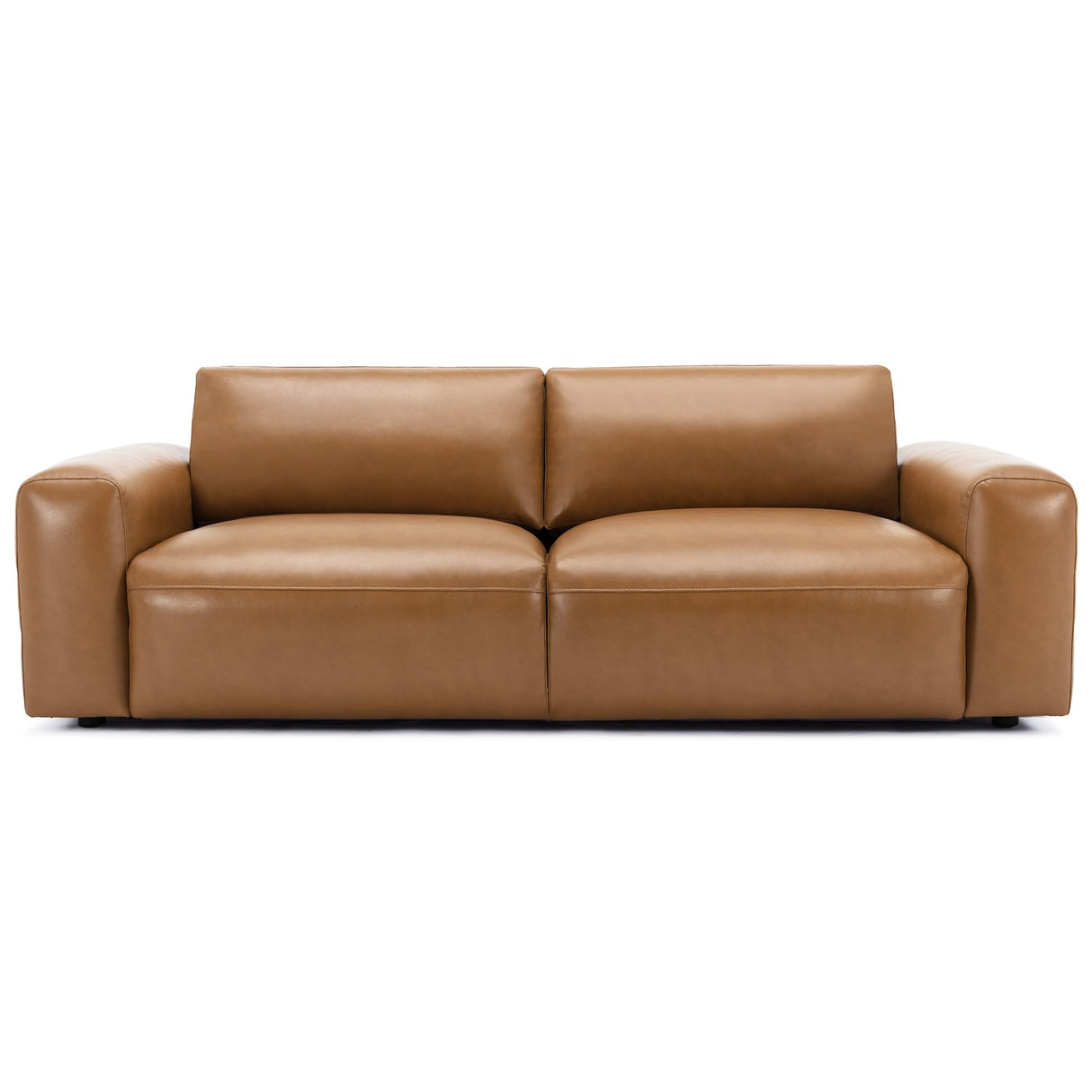 COLAMY 95" Oversized PU Leather Couch, Comfy loveseat Sofa with Extra Deep Seats, Wide Armrests and Down-Filled Cushion, 3-Seater Mid Century Modern Sofa for Living Room, Apartment Lounge (Brown) COLAMY