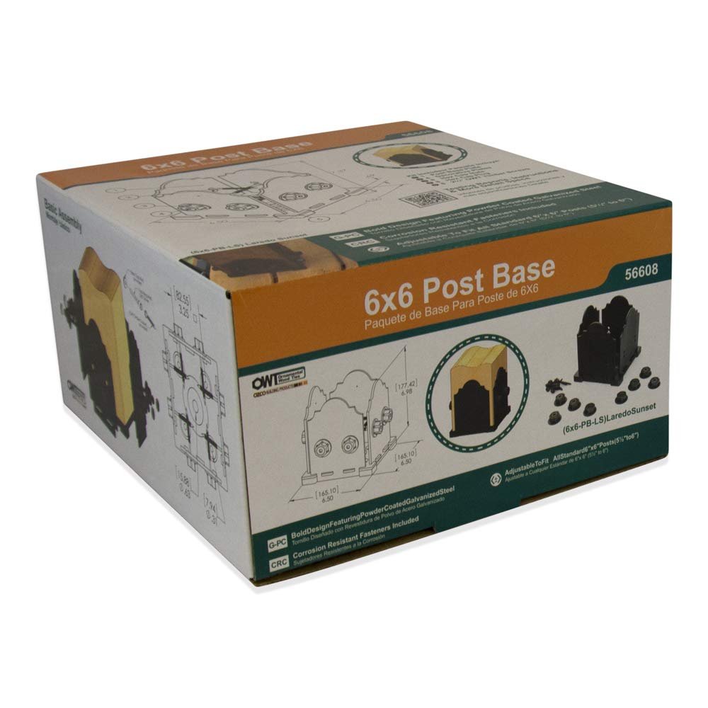 Ozco Building Products 56608 Laredo Sunset 6x6 Post Base Kit, (1 per Pack),Black Ozco Building Products
