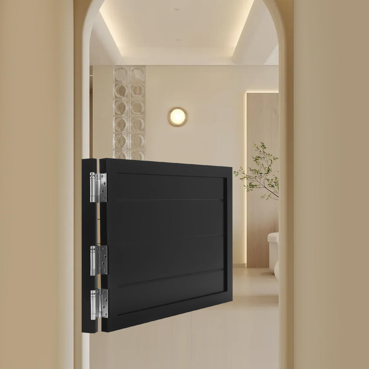 ZBXGJKSY Swinging Door, Retro Cafe Doors for Fence Door, Partition Door, Bar Door 35.4 X 23.6 Inches Solid Wood Swing Door Hard and Sturdy Dutch Door with Hinges, Black ZBXGJKSY