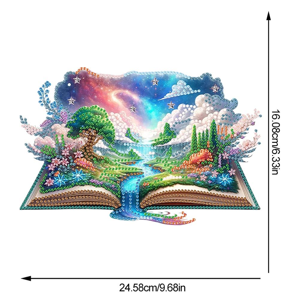 DIY Diamond Desktop Decoration Waterfall Magic Book, Crystal Diamond Art Painting Desktop Decorations Single Side, Diamond Decoration Suitable For Adult Beginners Home Office Decoration Crafts Gifts hospitian