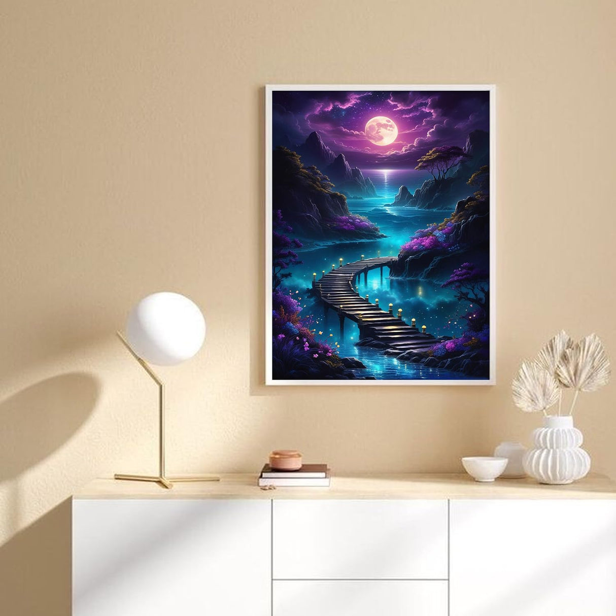 PHANTASYART Diamond Paintings for Adults-Moon Paint by Diamonds,Mountains 5D Diamond Art,DIY Full Drill Diamond Paintings Gem Art Kit and Crafts Perfect for Gifts and Home Wall Decor 12x16inch PHANTASYART