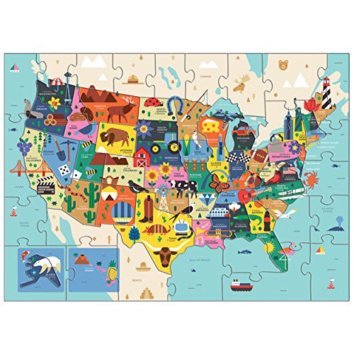 Mudpuppy Map Of The USA – 70 Piece Geography Puzzle with State-Shaped Pieces and Iconic Landscapes Cultural Items And More Mudpuppy
