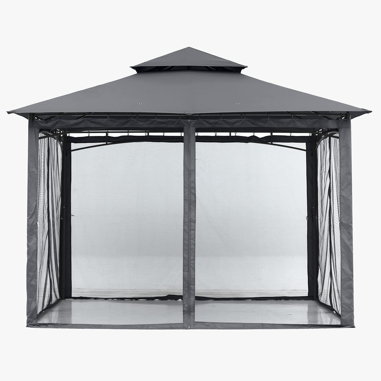 ABCCANOPY Gazebos for Patios 10x10 - Outdoor Steel Frame Gazebo with Mosquito Netting for Lawn Backyard Garden Deck (Dark Gray) ABCCANOPY