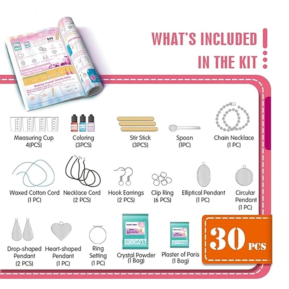 LIVEVIE Crystal Growing Jewelry Kit, Create 6 Jewelry Pieces for Kids - DIY Sparkling Pendants, Necklaces & Earrings Educational Science Kit for Hands-On Learning & Creativity LIVEVIE