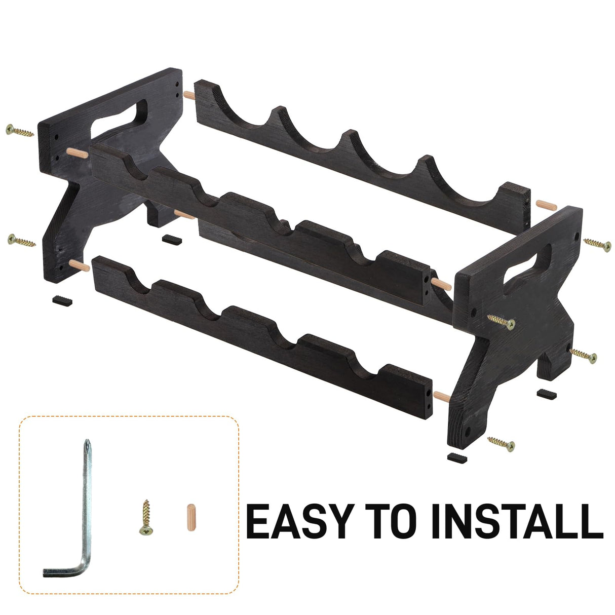 Pumtus 2-Tier Wine Rack, 8 Bottles Wood Countertop Wine Storage Shelf, Tabletop Freestanding Wine Organizer, Space Saving Wine Display Stand, Wine Holder for Cabinet, Pantry, Bar, Kitchen, Cellar Pumtus