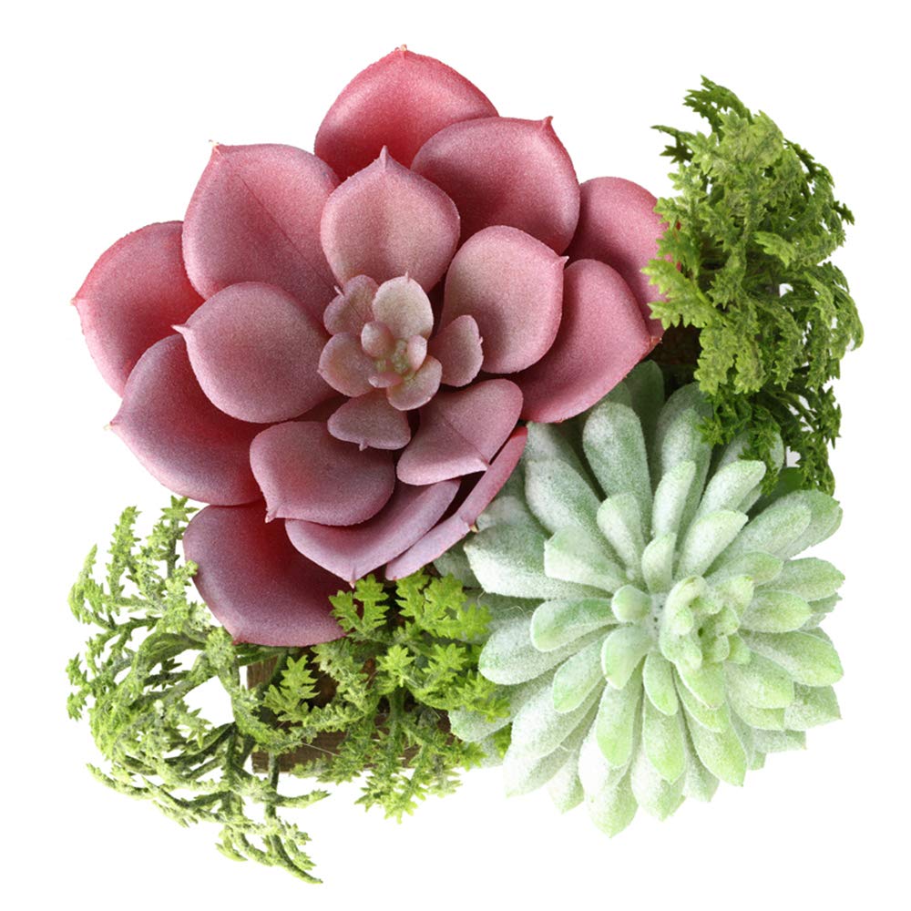 Mingfuxin Succulents Plants Artificial, Mini Assorted Green Fake Plants in Pots, Small Artificial Succulent Plant with Wood Potted for Bathroom Home Office Living Room Table Decor Indoor, Set of 3 Mingfuxin