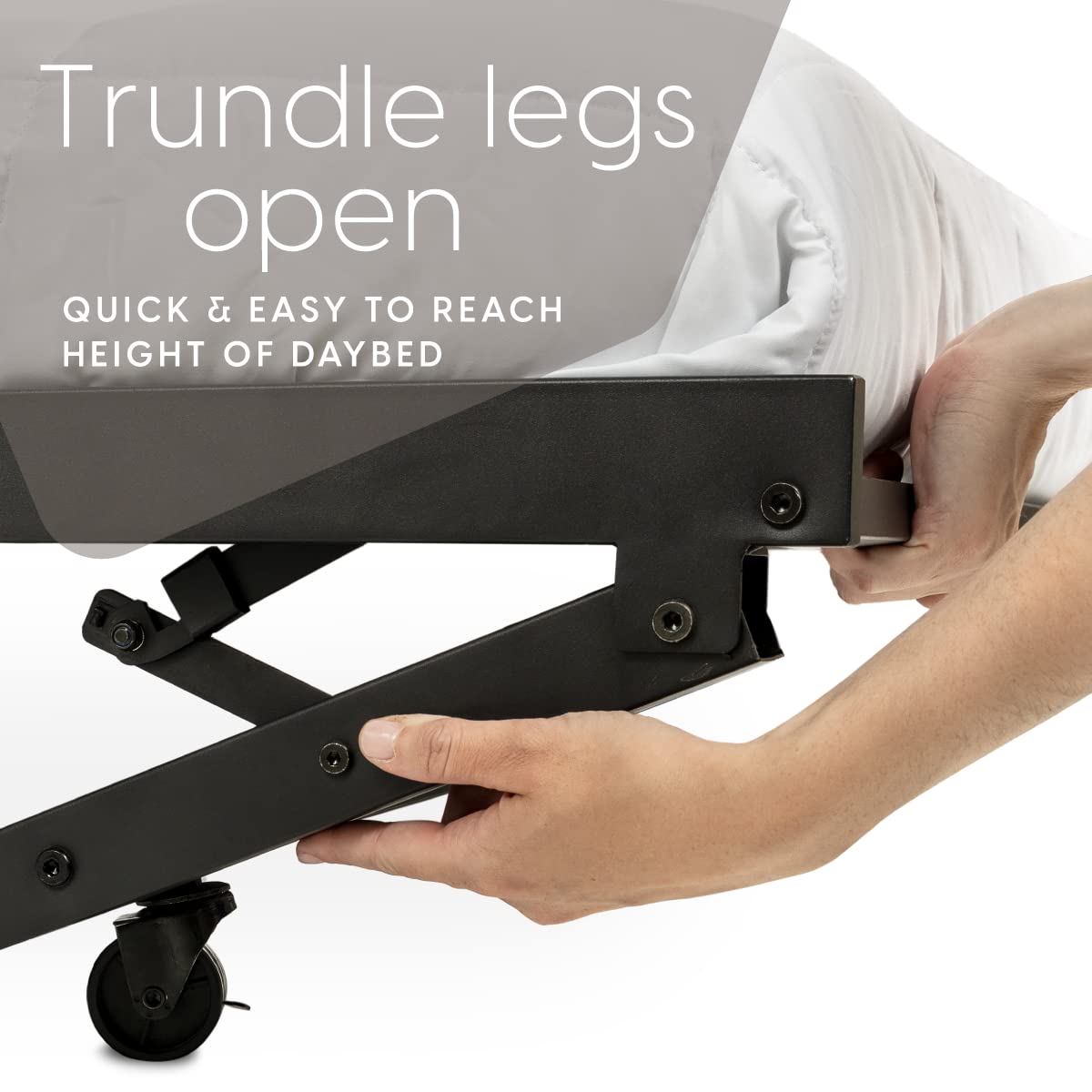 Milliard Twin Daybed and Fold- Up Trundle Set, Daybed with Pop Up Trundle, Black Frame - Mattresses Sold Separately Milliard