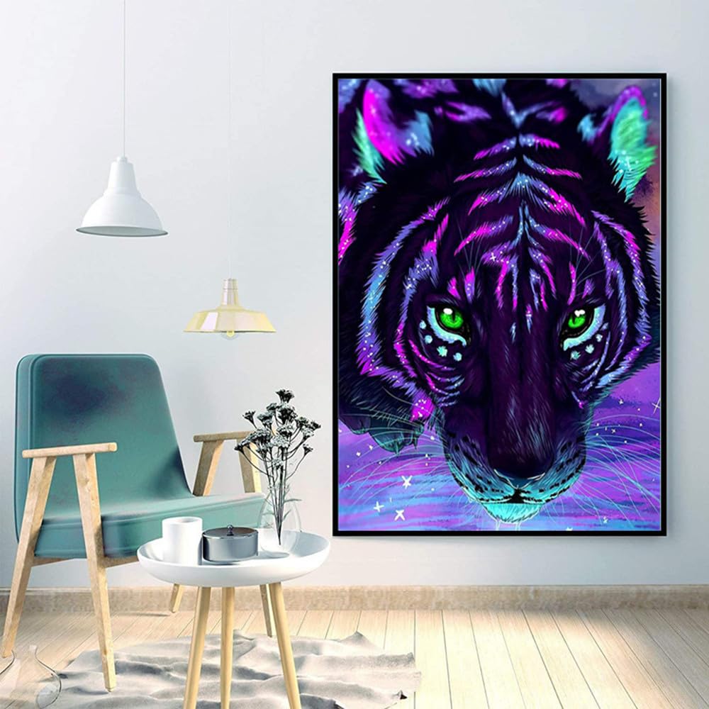 5D DIY Diamond Art Painting Kits,Round Full Drill Tiger Diamond Art Kits for Adults Beginner, Perfect for Home Wall Decor and Gift Pimio